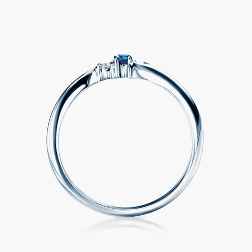 Pierścionek zaręczynowy SAVICKI: białe złoto, niebieski szafir, diamenty